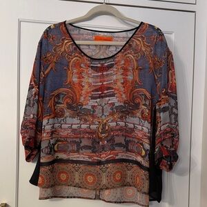 Clover Canyon Ornate Blue and Orange Blouse